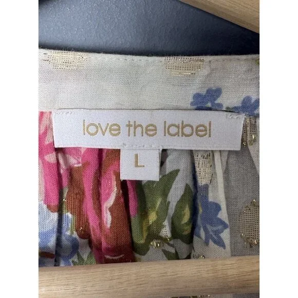 LOVE THE LABEL Womens L Floral Print Oversize Tunic Blouse Top Anthropologie - Picture 5 of 8